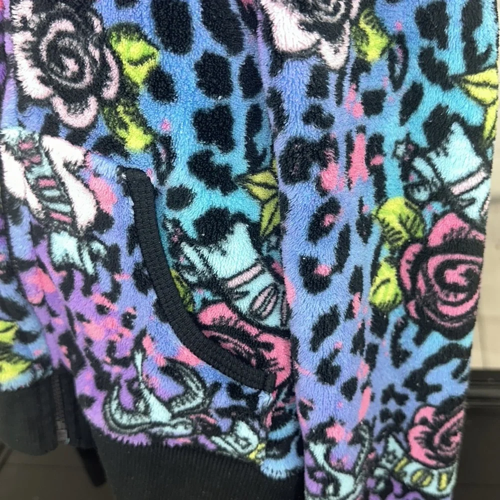 Little Girls Preloved Rainbow leopard print True Love Hoodie size 6/6x 🐆 🌈 y2k